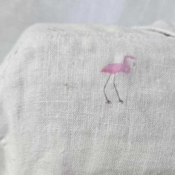 Rails Charli Flamingo Novelty Print Linen Blend White Button-Up Shirt Beachy - Picture 10 of 11